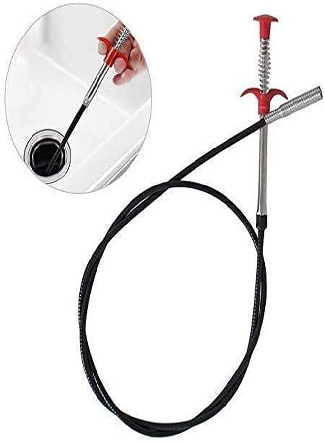 Plenteous عصا تنظيف بالوعة سلكية زنبركية بطول 160 سم مزودة بمقبض من مادة ABS وفرشاة من الفولاذ المقاوم للصدأ - أداة لالتقاط الشعر وإزالة انسدادات الأنابيب لتنظيف أحواض المطبخ والحمامات والمجاري والصرف الصحي - (عبوة من قطعة واحدة) - Image 4